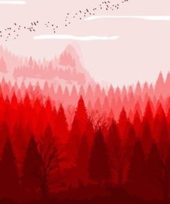 Red Forest Diamond Painting