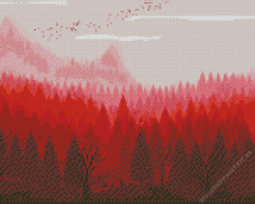 Red Forest Diamond Painting