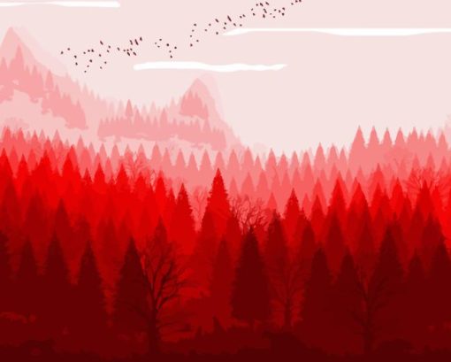 Red Forest Diamond Painting