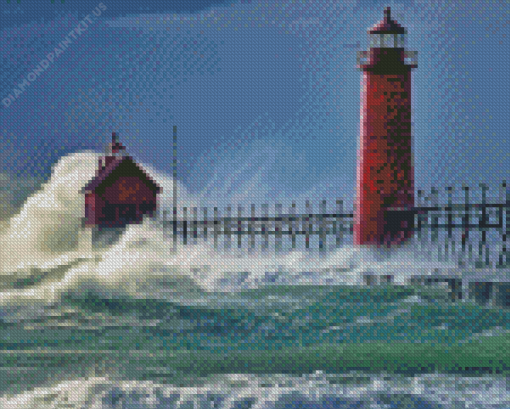 Red Lighthouse Diamond Painting