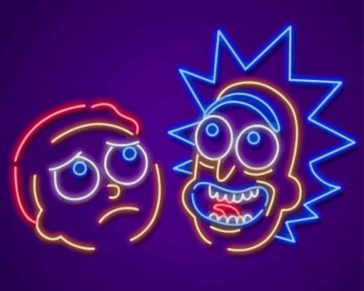 Rick and Morty Neon Light Diamond Painting