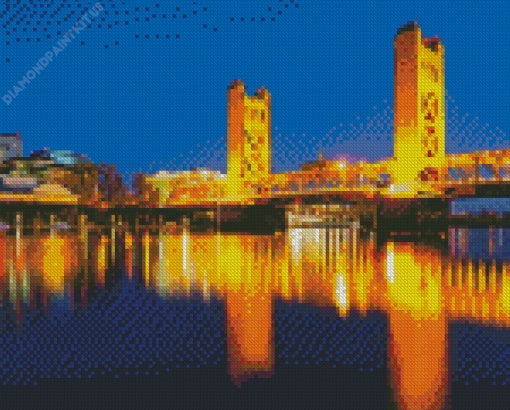 Sacramento Bridge at Night Diamond Painting