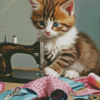 Sewing Machine With Cat Diamond Painting