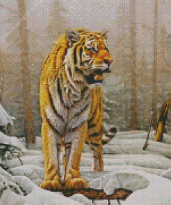 Siberian Tiger In Snow Diamond Painting
