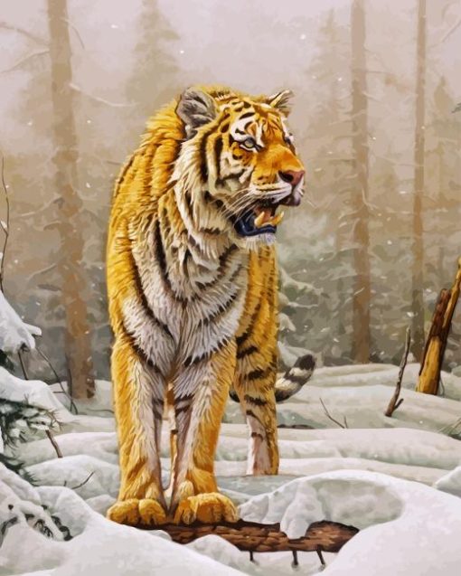 Siberian Tiger In Snow Diamond Painting