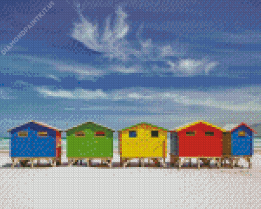 St James Colorful Huts Beach Diamond Painting