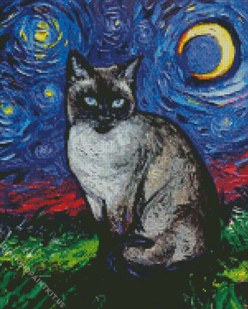 Starry Night Cat Diamond Painting