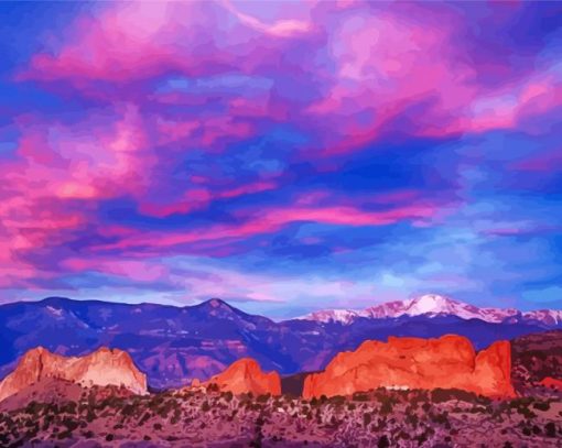 Sunset At Colorado Pikes Peak Diamond Painting