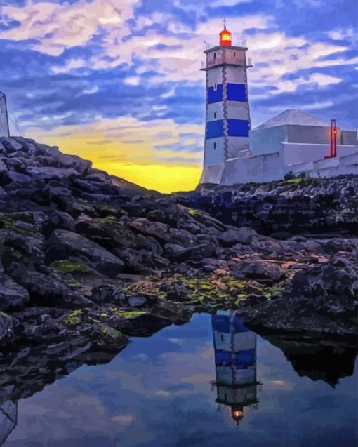 Sunset Santa Marta Lighthouse Diamond Painting