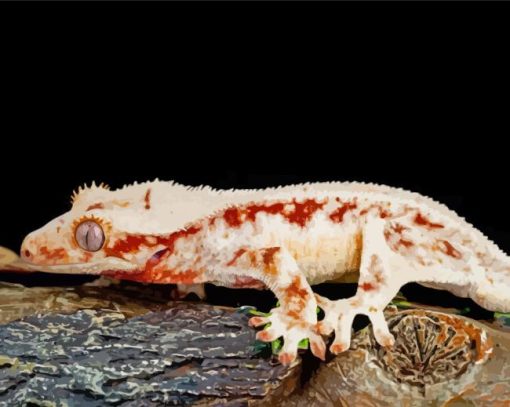 The Lilly White Crested Gecko Reptile Diamond Painting