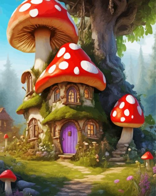 Toadstool Cottage Diamond Painting