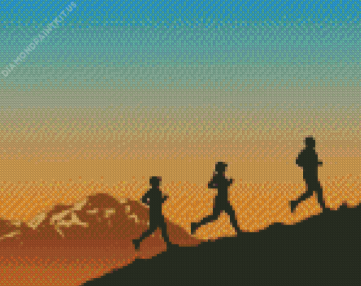 Trail Running In Mountain Silhouette Diamond Painting