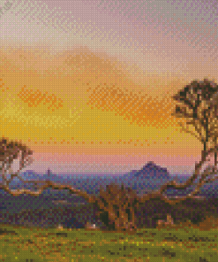 Tree with Glass House Mountains Diamond Painting