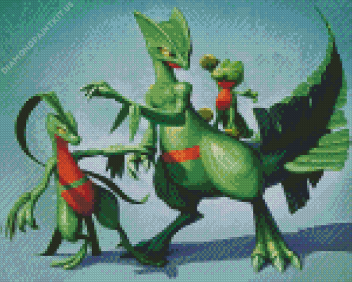 Treecko Family Diamond Painting