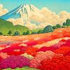 View of an Azalea Garden and Mt Fuji Diamond Painting