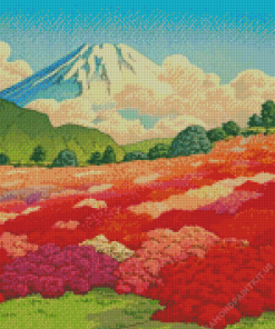 View of an Azalea Garden and Mt Fuji Diamond Painting