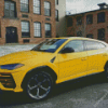 Yellow Lamborghini Urus in Snow Diamond Painting