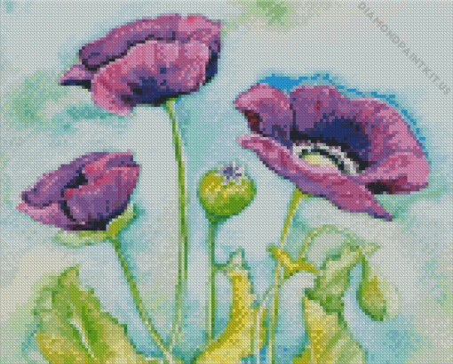 Abstract Purple Poppy Diamond Painting