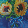 Abstract Sunflowers In Blue Jar Diamond Painting