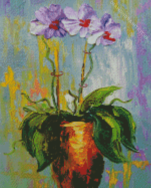 Abstract Orchid Flowers Vase Diamond Painting