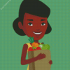 African Girl With Grocery Bag Diamond Painting