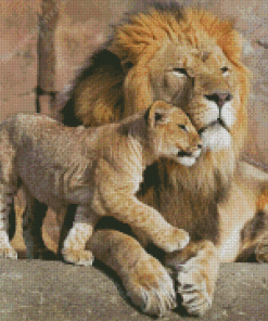 African Lion And Cub Diamond Painting