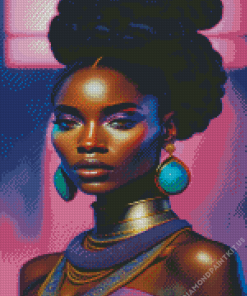 Afro Woman With Large Earrings Diamond Painting