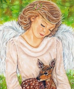 Angel Girl And Deer Diamond Painting