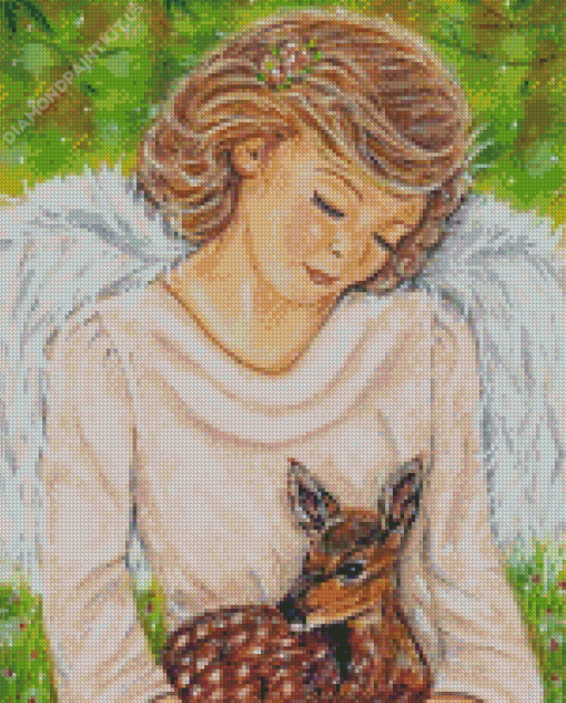 Angel Girl And Deer Diamond Painting