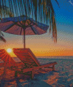 Beach Chairs Under Palm Trees Diamond Painting