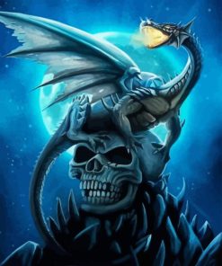 Blue Dragon With A Skull Diamond Painting