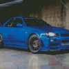 Blue R34 Skyline Sport Car Diamond Painting