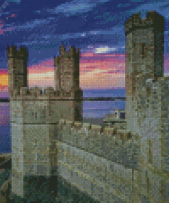 Carnarvon Castle With Sunset Diamond Painting