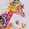 Colorful Giraffes With Butterflies Diamond Painting