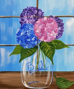 Colorful Hydrangea In A Jar Diamond Painting