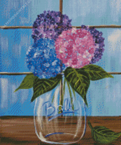 Colorful Hydrangea In A Jar Diamond Painting