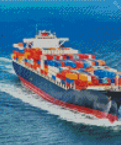 Freighter Ship In The Sea Diamond Painting