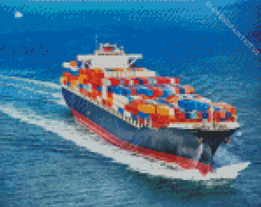 Freighter Ship In The Sea Diamond Painting