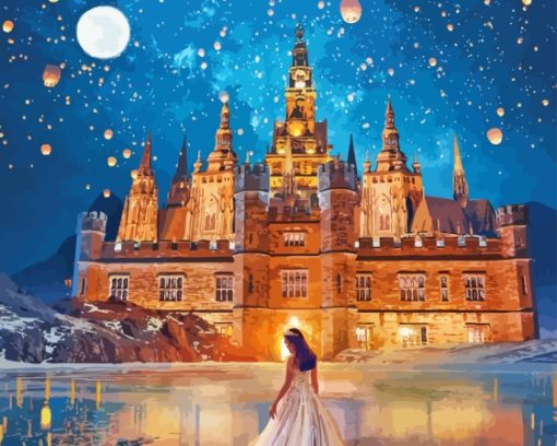 Girl And Castle View Diamond Painting