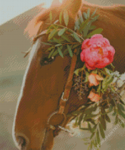Horses With Flowers Diamond Painting