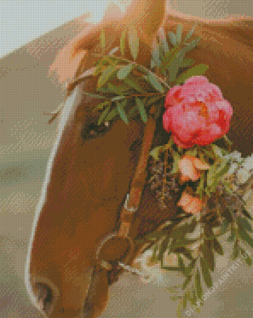 Horses With Flowers Diamond Painting