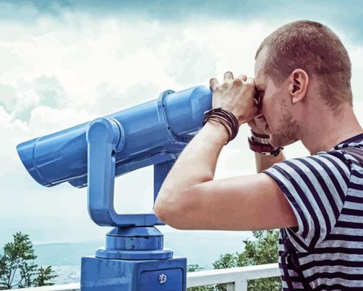 Man With Binoculars Diamond Painting