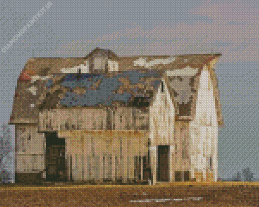 Old White Rustic Barn Diamond Painting