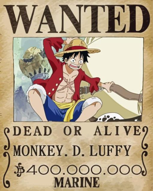 One Piece Luffy Wanted Poster Diamond Painting