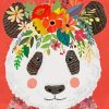 Panda with Flowers Diamond Painting