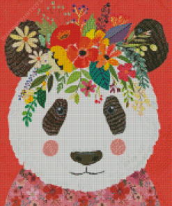 Panda with Flowers Diamond Painting