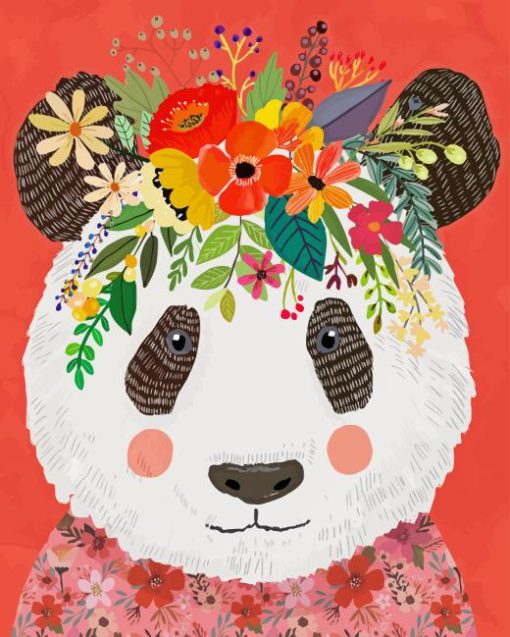 Panda with Flowers Diamond Painting