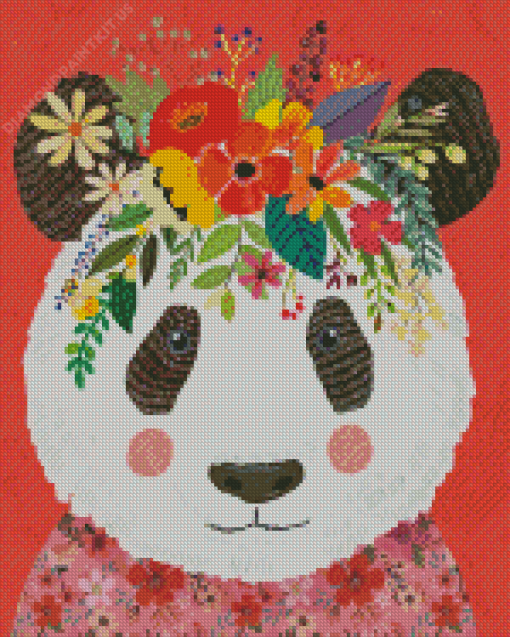 Panda with Flowers Diamond Painting