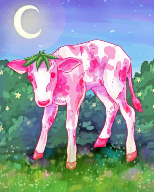 Purple Strawberry Cow Diamond Painting