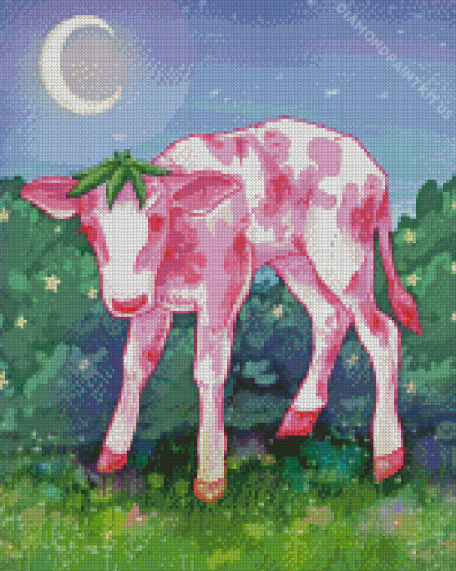 Purple Strawberry Cow Diamond Painting